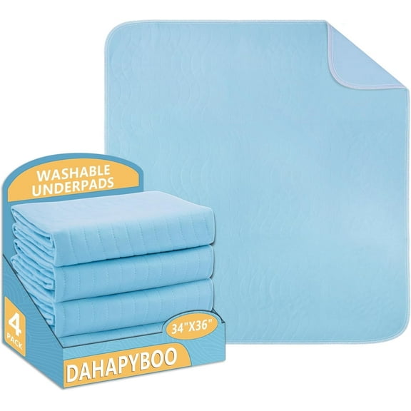 Washable Underpads, 34x36 4Pack Incontinence Bed Pads,Heavy Absorbency Reusable Bed Pads for Elderly,Kids,Adults and Pets,Bed Pads Washable Waterproof Quick Drying for Bed, Sofa, Floor