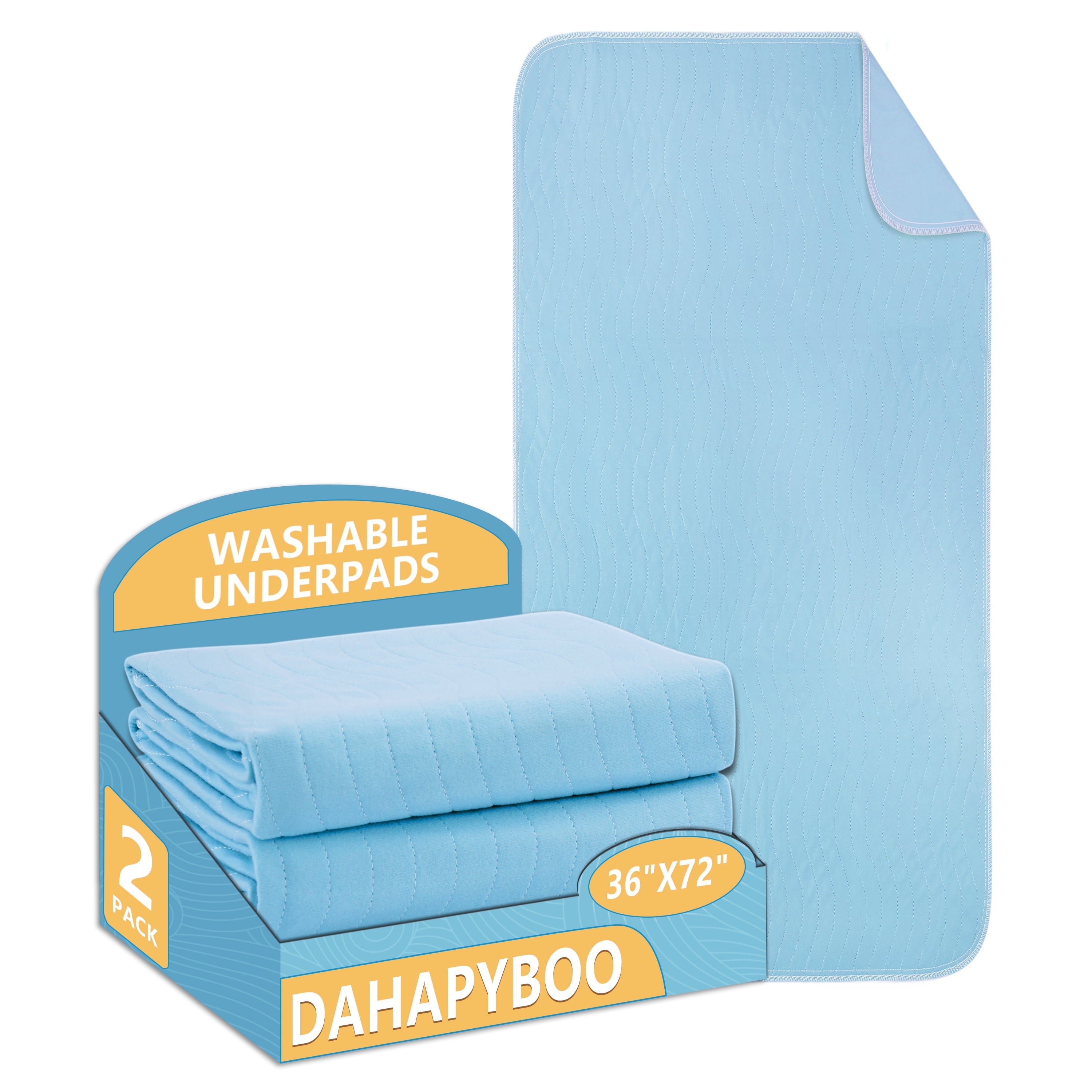 Washable Underpads, 36"x72" 2 Pack Incontinence Bed Pads, Heavy Absorbency Reusable for Elderly, Kids, Adults and Pets, Waterproof Quick Drying for Bed, Sofa, Floor