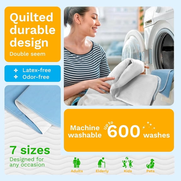 Washable Underpads - Large Bed Pads for use as Incontinence Bed Pads, Reusable Pet Pads, Great for Dogs, Cats, Bunny, Seniors Bed Pad (Pack of 6 - 30x34)