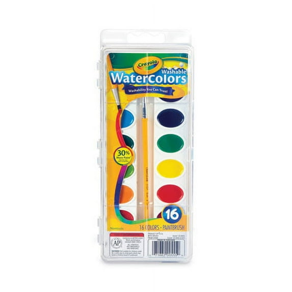 Washable Watercolors, 16 Assorted Colors, Palette Tray | Bundle of 10