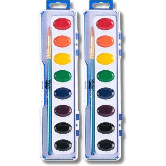 - Washable Watercolors, 2 Pack, 8 Colors with Paint Brush, Watercolor Paint Set, Water Color Painting Kids, Watercolors for Kids and Adults