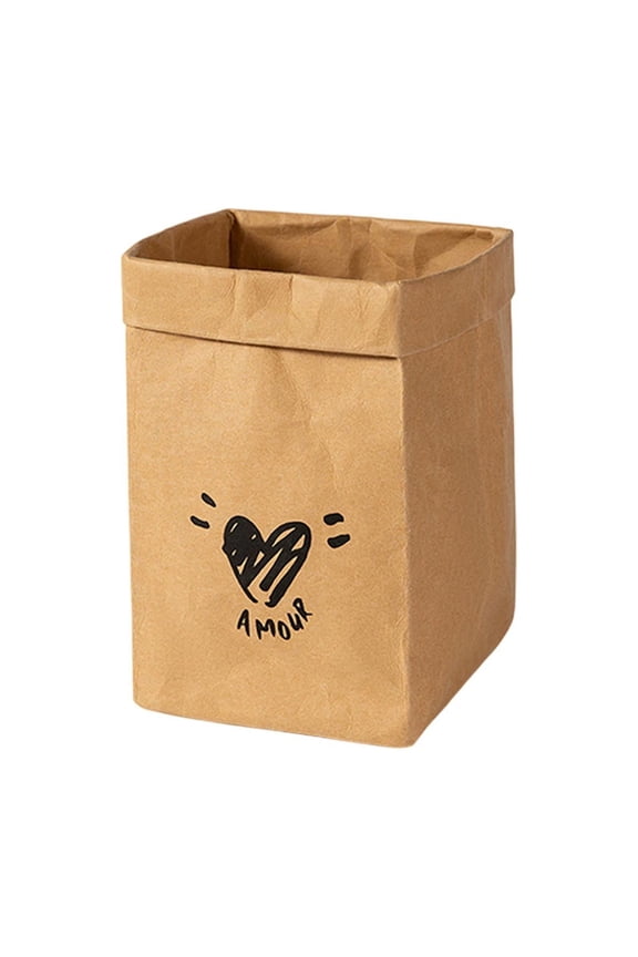 Washable Waterproof Kraft Paper Storage Bag - Thickened Reusable Container for Kitchen/Refrigerator (10x10x14.5cm)