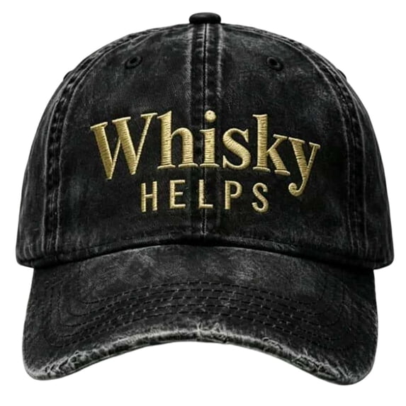 Washable Whiskey Embroidered Adjustable Baseball Cap Adult Outdoor Camping Hat