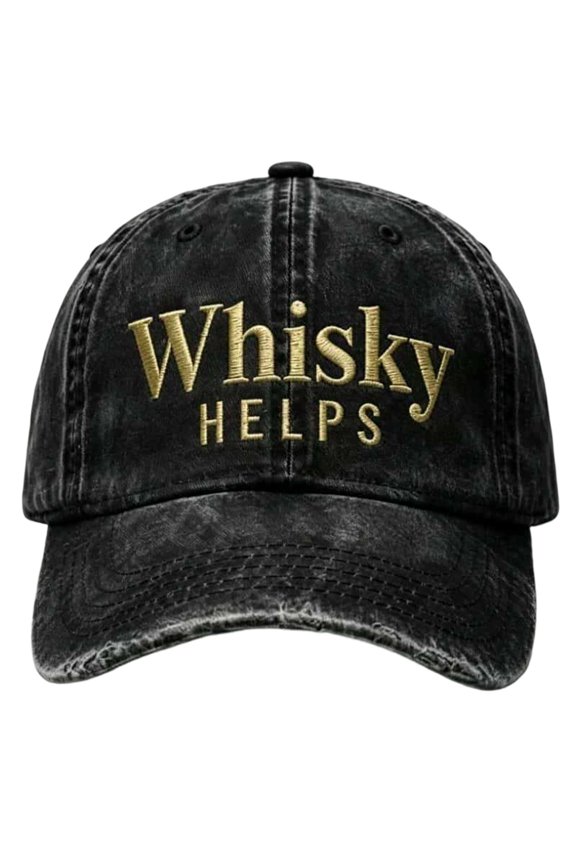 Washable Whiskey Embroidered Adjustable Baseball Cap Adult Outdoor Camping Hat