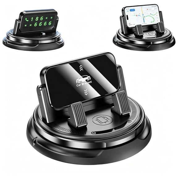 Washable Wonder Phone Mount, 360° Rotation & Adjustable Arm, Auto-Lock Clip, Nano Gel Dash & Vent Car Mount for Smartphones