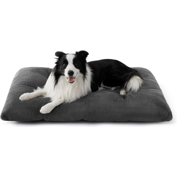 Washable XL Dog Bed for Crate for Extra Large Dogs, Comfort Fluffy Plush Pet Pillow Bed Kennel Pad with Non-Slip Bottom, Machine Washable Pet Sleeping Mat, 41"x27", Dark Gray