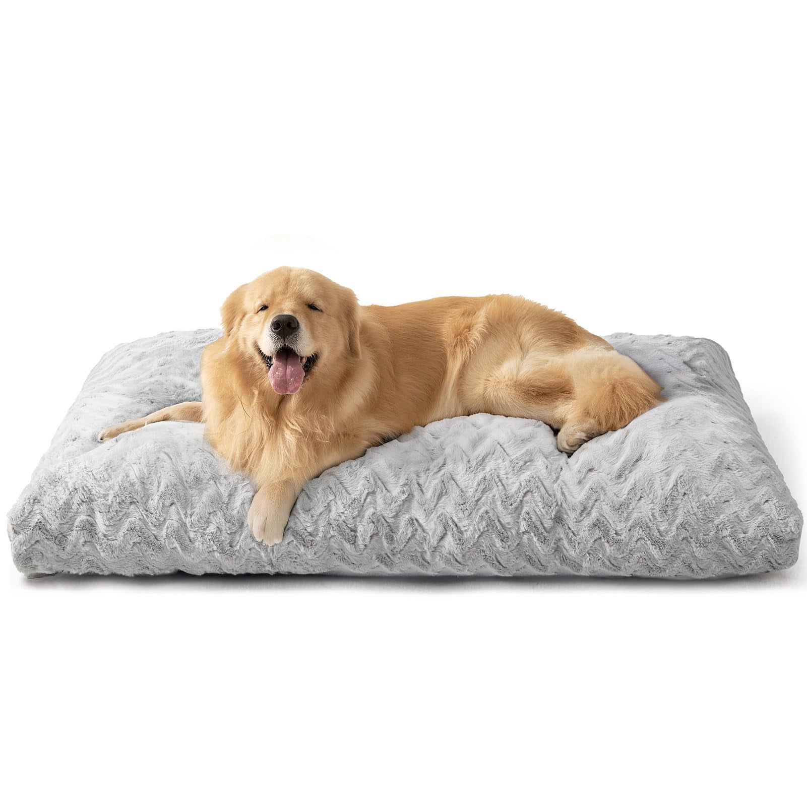 Washable Xl Dog Bed For Crate 41x27 Inch  Reversible Kennel Pad Extra Large Dogs Weight Up To 75 Lbs Plush And Comfy Pet Sleeping Mat Grey
