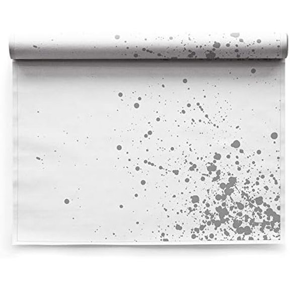 Washable and Reuseable Cloth Placemat - 17.7 x 12.6 in (12 Per Roll, Linen Silver Splash)$$Home Decor, Kitchen, & Other