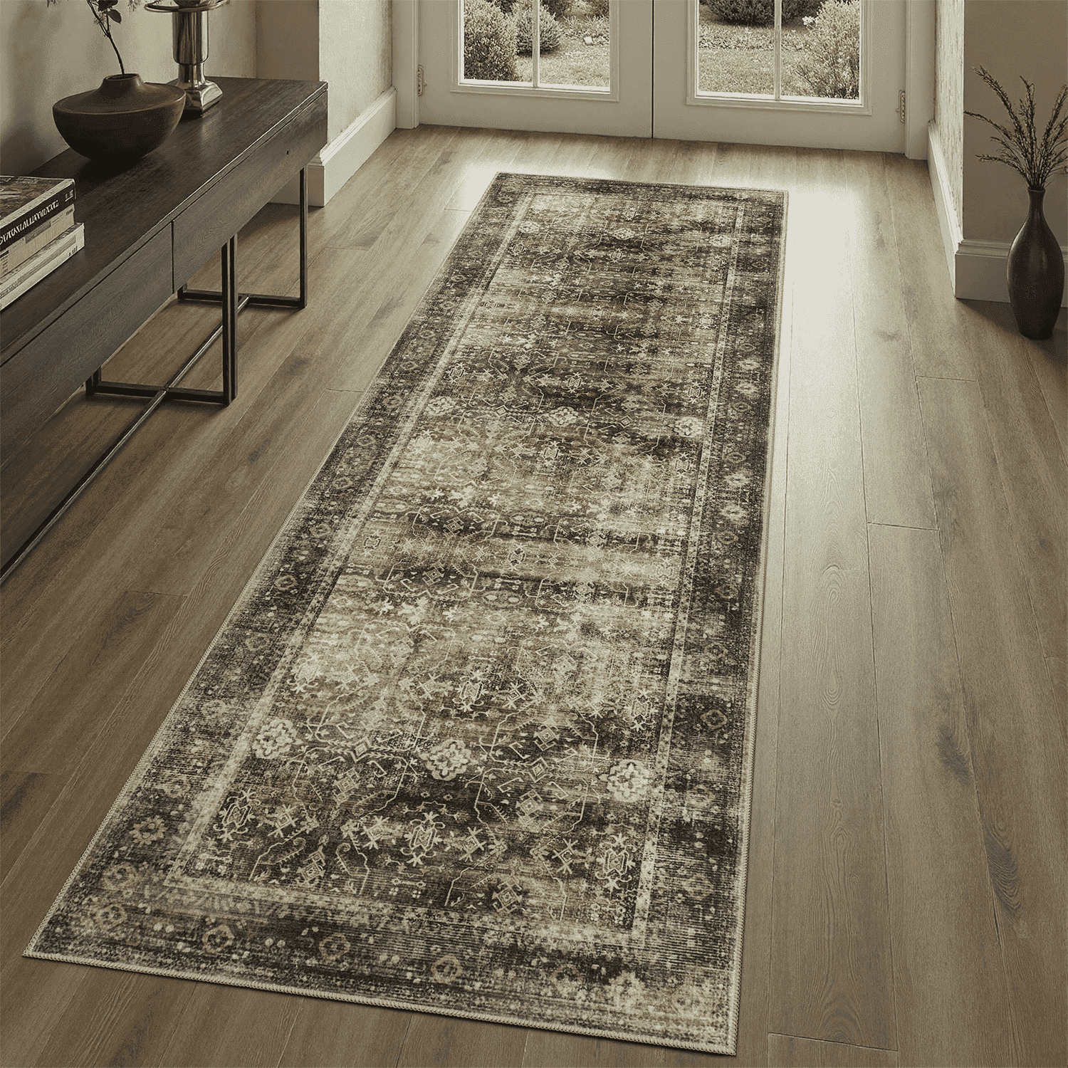 2x6 Runner Rug, Washable, Non-Slip, Stain-Resistant Rustic Farmhouse ...