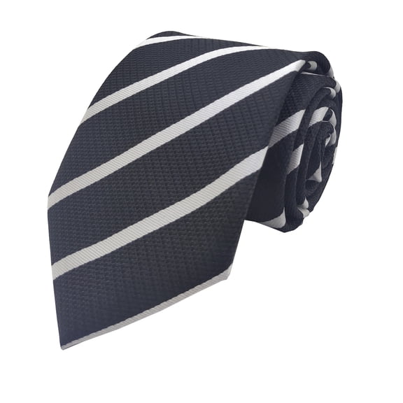 Washable neck tie (Black/Silver Stripe)