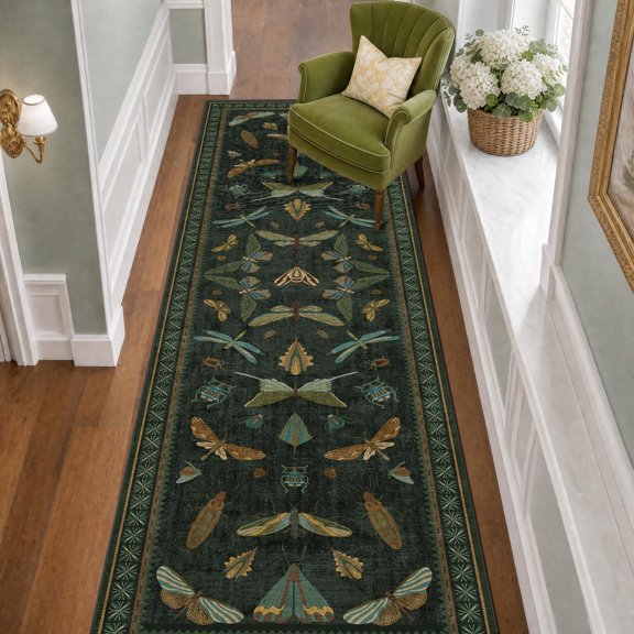 Washableect 2x8 Long Runner Rug For Hallway - Stain Resistant Kitchen Non Slip Indoor Floor Mats Entryway Witherfly Design Low Pi