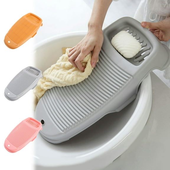 Washboard 16.53x8.26x2.95" Plastic Hand Washing Board with Stand Portable Laundry Board for Clothes Underwear Socks Home Use(Grey,1Pcs) NCHKUN