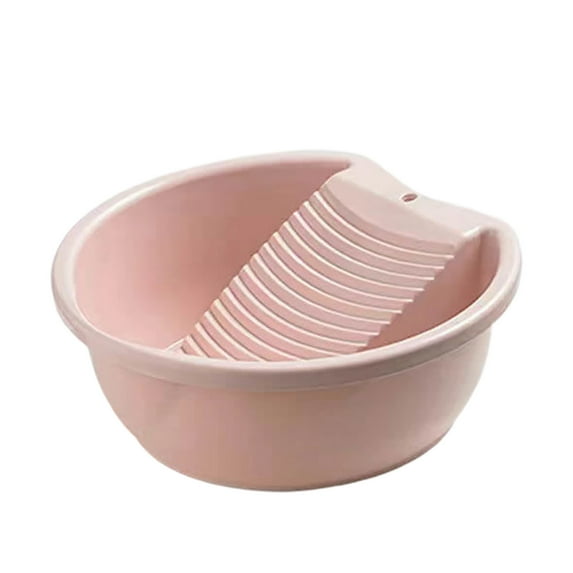 Washboard Basin for Hand Washing Clothes, Non- Washtub with Integrated Washboard, Lightweight Wash Basin, Small Delicate Articles Washing Clothes Laundry for Home and Outdoor,Pink/1Pack