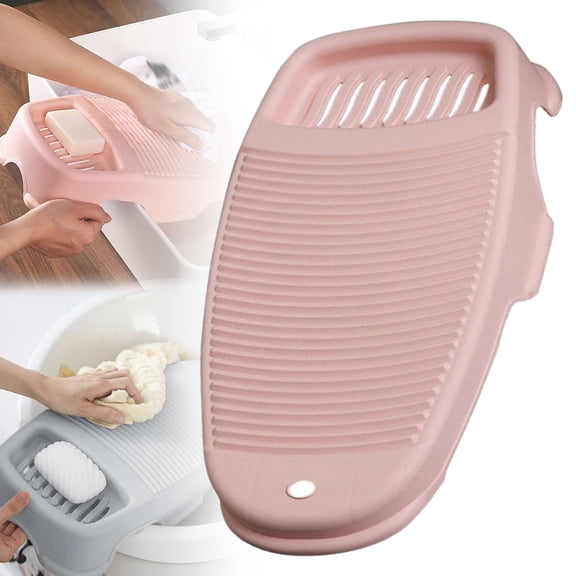Washboard With Hook, Pink, 44*20 Cm/ Portable Hand Washing Machine Plastic Manual Laundry Washer For Underwear Socks / Non Travel Clothes Cleaner With Soap Rack