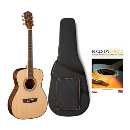Washburn Apprentice F5 Series Folk Guitar Bundle, Backpack Holder, Lesson Book