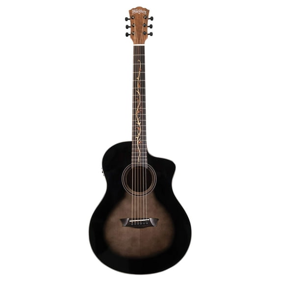 Washburn Bella Tono 6 String Acoustic-Electric Guitar, Right, Gloss Charcoal Burst (BTS9VCECH-D)