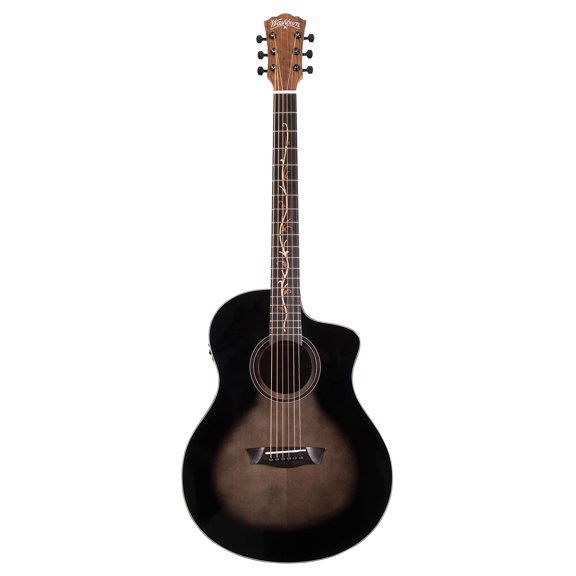 Washburn Bella Tono 6 String Acoustic-Electric Guitar, Right, Gloss Charcoal Burst (BTS9VCECH-D)