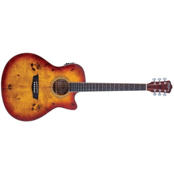 Washburn Deep Forest Burl Grand Auditorium Acoustic Electric Guitar - Amber Fade