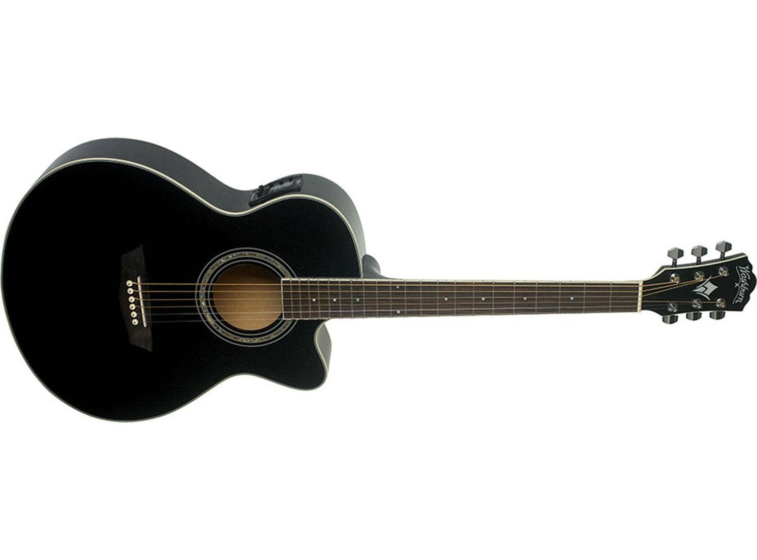 Washburn EA12 Festiva Mini Jumbo Cutaway Acoustic Electric Guitar - Black