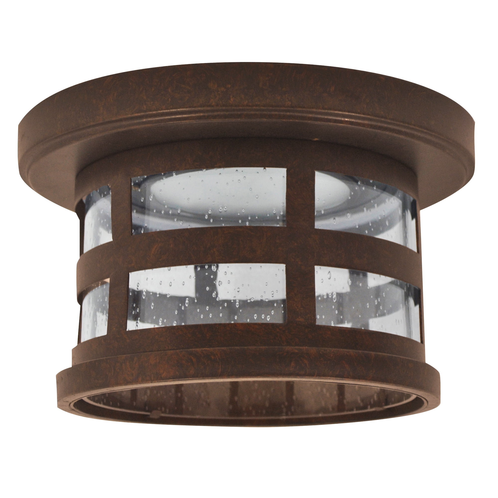 Design House Washburn LED Outdoor/Indoor Ceiling Light with Clear Seedy Glass, Rustic Bronze