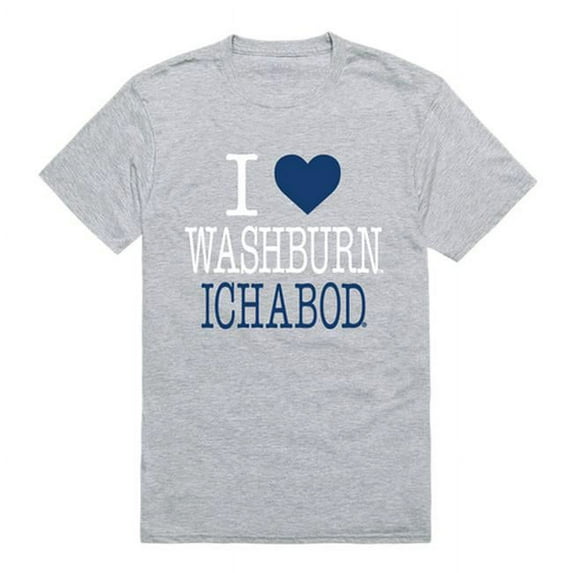 Washburn University I Love T-Shirt, Heather Grey - Small