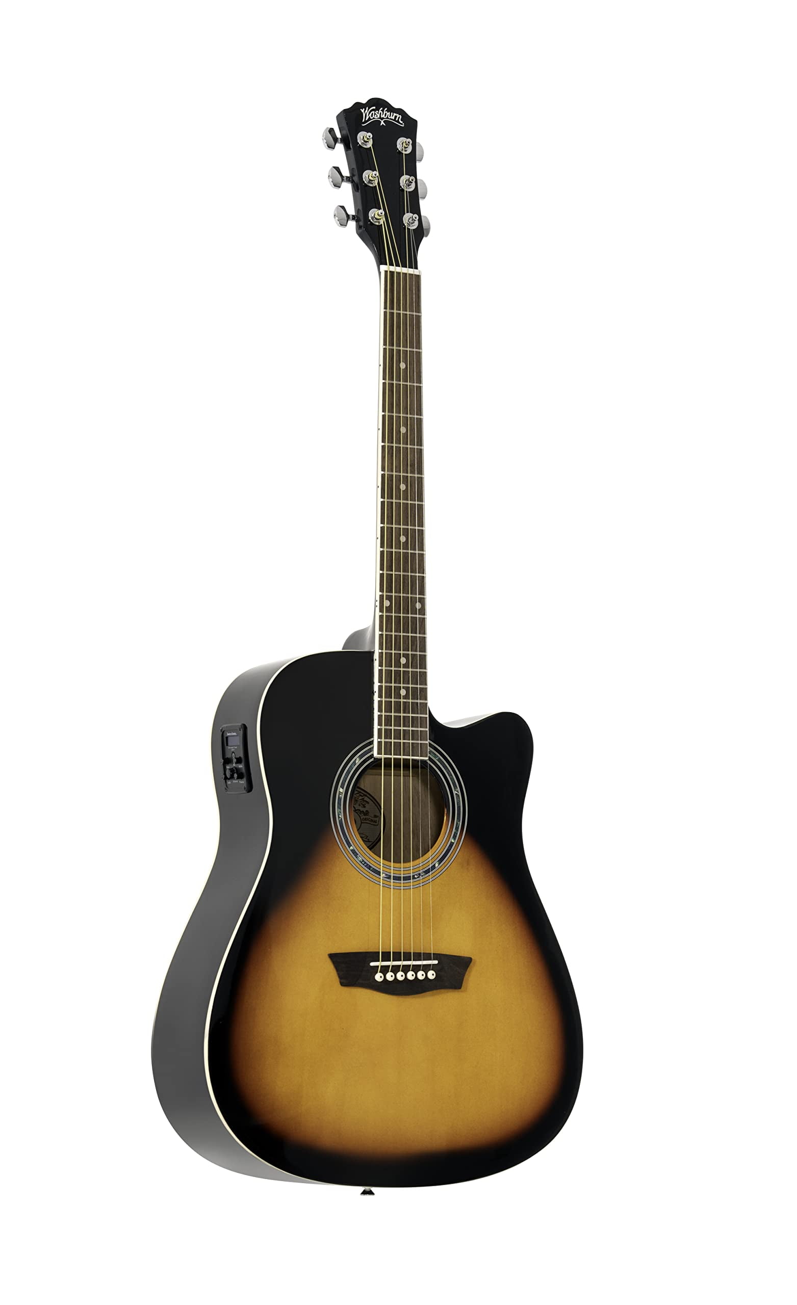 washburn wa90ce dreadnought acoustic electric guitar vintage tobacco sunburst Washburn Vintage Series 6 String Acoustic-Electric Guitar, Right, Tobacco  Sunburst (WA90CEVSB)