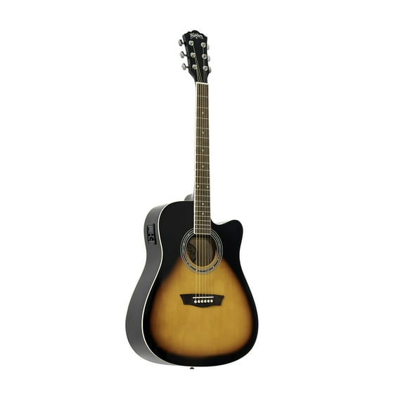 Washburn Vintage Series 6 String Acoustic-Electric Guitar, Right, Tobacco Sunburst (WA90CEVSB)