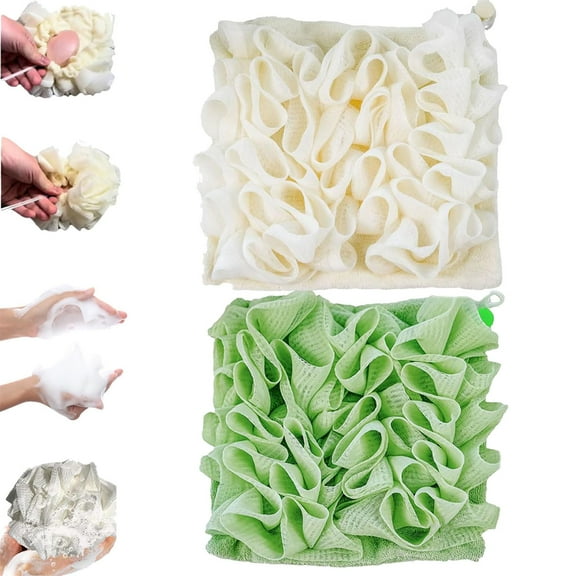 Washcloth Loofah Combo, 2 in 1 Bath Loofah Sponge,Loofah Washcloth, Washcloth Loofah,The Soft Loofah and Washcloth