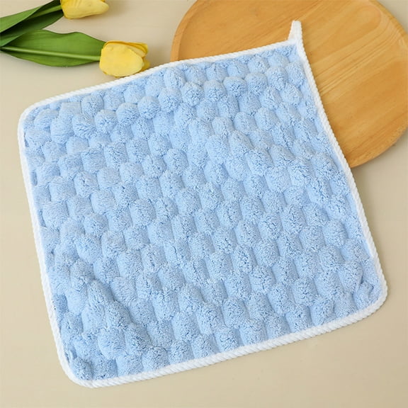Washcloth Set Small Hand Towels for Face Body Bathroom,Super Absorbent & Soft Coral Fleece Facial Cloths for Showering, Rainbow Striped Quick Dry Towel with Hanging Loop (Blue)