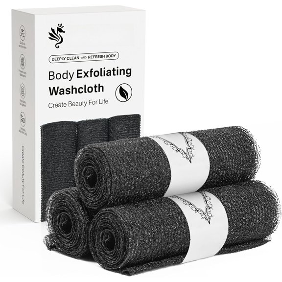 Washcloth Towel, Bath Wash Cloth for Exfoliation, Korean Washer for Shower, Net Sponge Brush Loofah Exfoliator