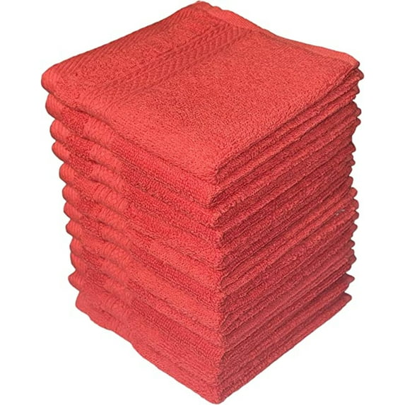 Washcloths, 12 Pack, 100% Ring Spun Cotton Wash Cloths for Body and Face, Design to exfoliate Your Hands, Extra Soft and Absorbent Machine Washable Size: 12 x 12 Inch.
