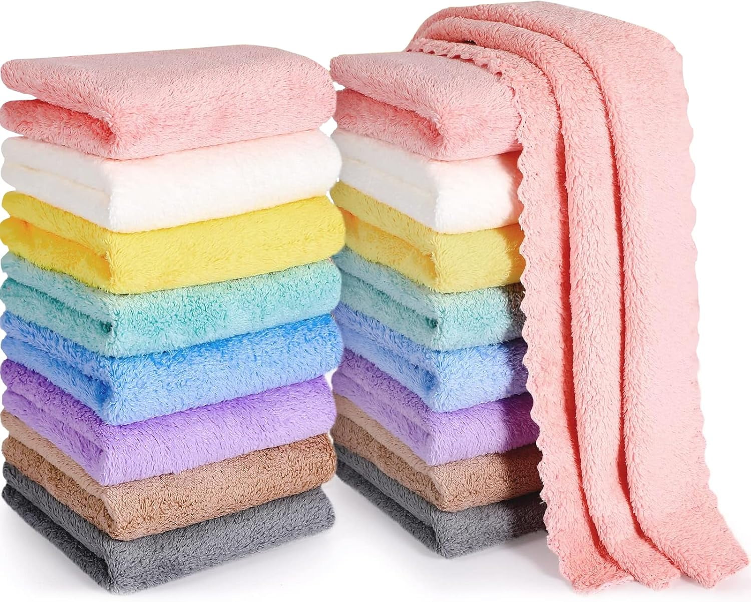 Washcloths, 50 Pack Multicolour Wash Cloths for Bathroom, Spa, and Gym Towel, 10 x 10 Inch Face Towels Microfiber Soft Hand Towel