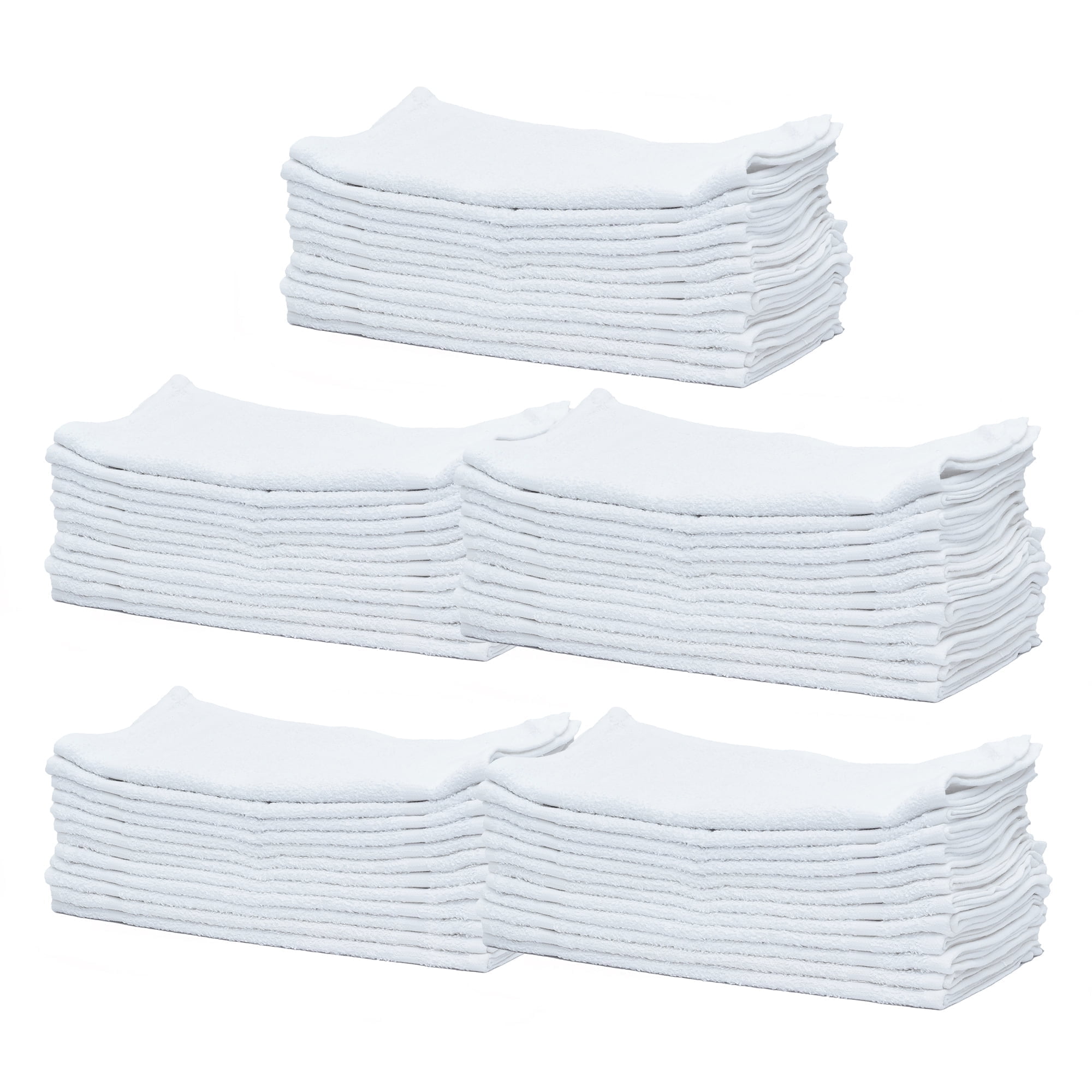 Pacific Linens 100% Cotton Washcloths, White, Multipack, Durable, Lightweight, Ultra Absorbent
