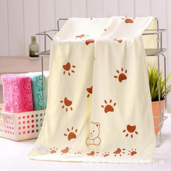 Washcloths Cotton Towel for Kids Baby ,Cute Cartoon Animal Printing Bath Towel Absorbent Drying Hair Towel, 10x20 inch