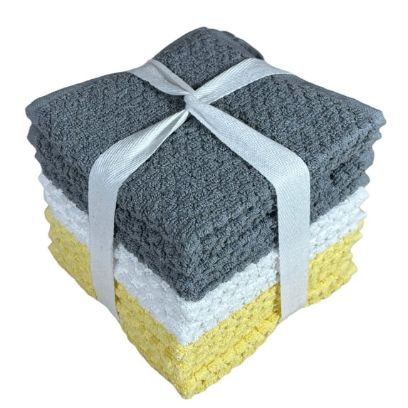 Washcloths Set of 8 - Popcorn Weave Wash Cloth Designed to Exfoliate Your Hands, Body or Face - Extra Absorbent 100% Ring Spun Cotton 12" X 12"