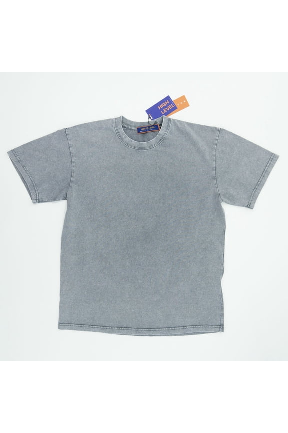 Washed HEAVYWEIGHT 225gsm Oversized Boxy Tees HIGH LEVEL HL brand Blank T-shirt stonewashed Casual Classic (Grey, 2XL)