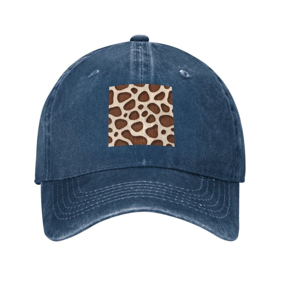 Washed Baseball Cap Brown And Yellow Giraffe Spotted Retro Adjustable ...