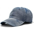 thumbnail image 1 of Washed Baseball Cap Distressed Denim Cotton Dad Hat Adjustable Polo Trucker Unisex Style Hat, 1 of 7