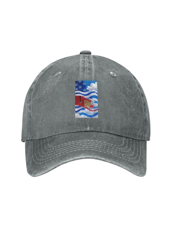 Washed Baseball Cap Postal Worker Us Flag Retro Adjustable Dad Hat Gift for Men Women Gray