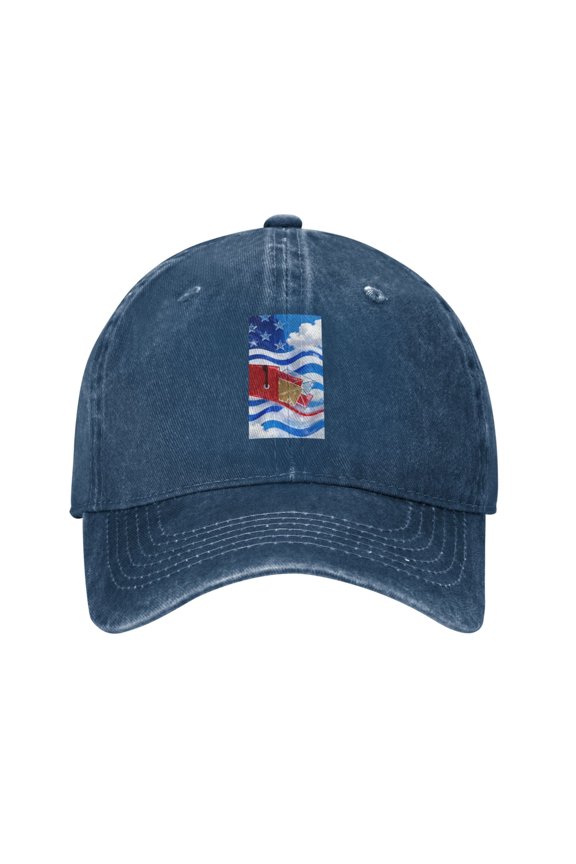Washed Baseball Cap Postal Worker Us Flag Retro Adjustable Dad Hat Gift for Men Women Navy Blue