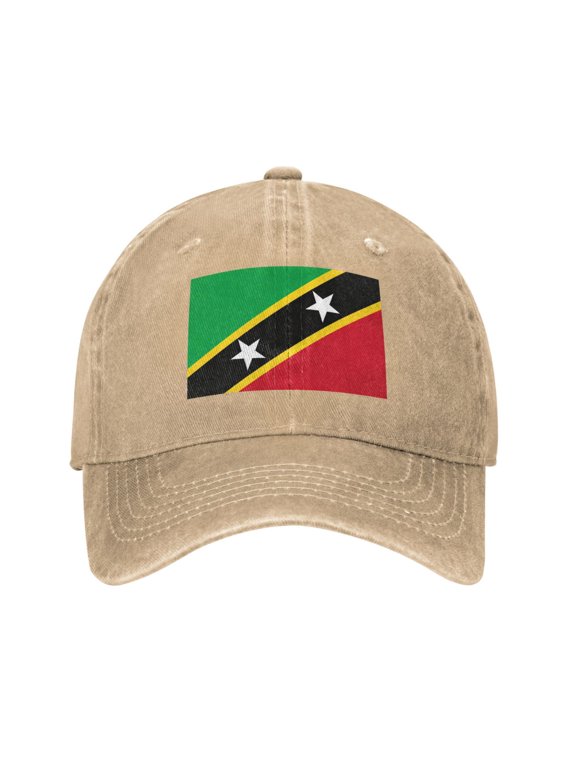 Washed Baseball Cap Saint Kitts And Nevis Flag Retro Adjustable Dad Hat Gift for Men Women Natural