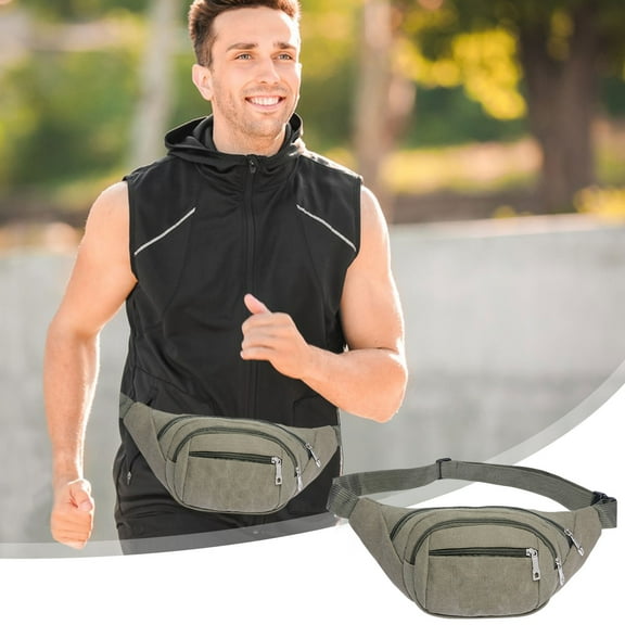 Washed Canvas Casual Sports Vintage Men's Waist Pack Outdoor Sports Large Waist Pack Multifunctional Travel Bag