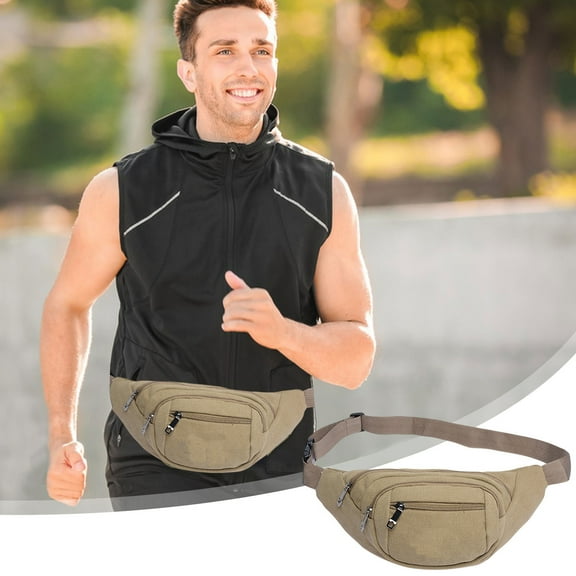 Washed Canvas Casual Sports Vintage Men's Waist Pack Outdoor Sports Large Waist Pack Multifunctional Travel Bag