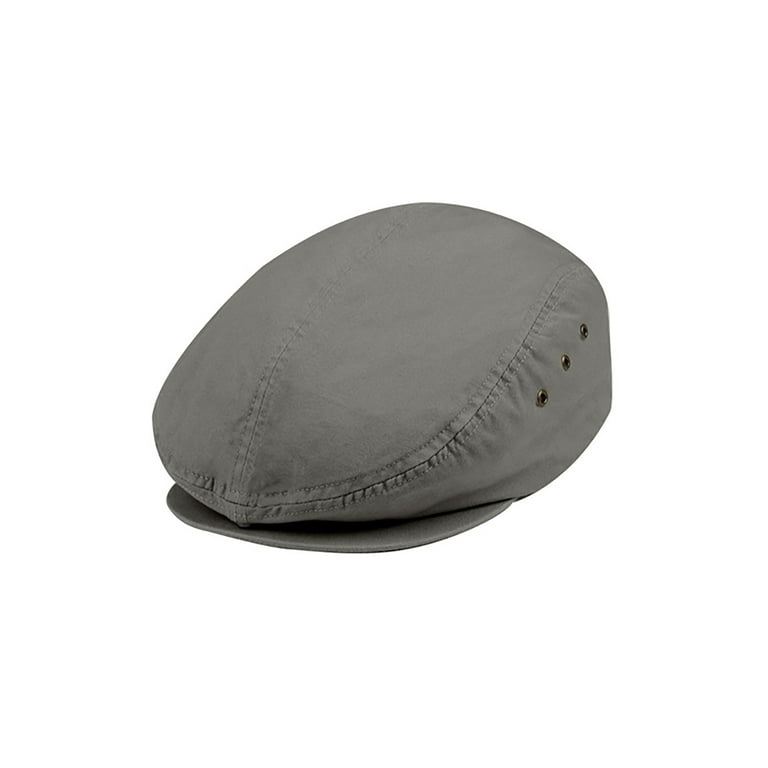 Washed Canvas Golfing Beret Ivy Ascot Cabbie Cap Dark Grey