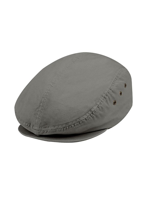 Washed Canvas Golfing Beret Ivy Ascot Cabbie Cap Dark Grey
