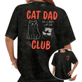 thumbnail image 1 of Washed Cat Dad Club Back Graphic Trendy Tee T-shirt Life Is Better With Cats Quote Tops Round Neck Black S-2XL Plus Size, 1 of 5