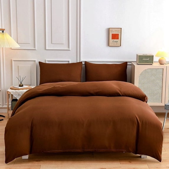Washed Cotton 4-Piece Bedding Set with Duvet Cover for Queen Size Bed, All Season Bed Sheet Set for Home Bedroom Decor