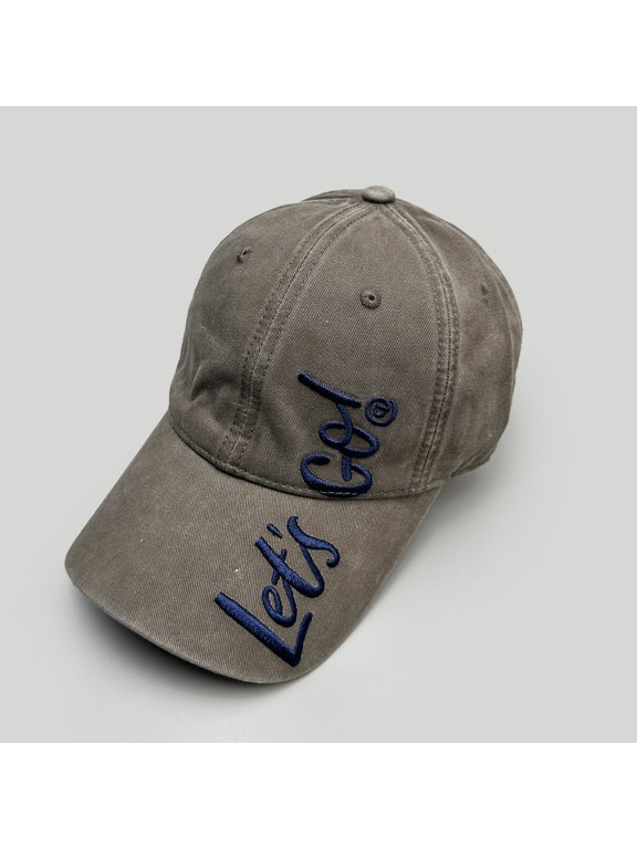Washed Cotton Baseball Cap, Let’s Go Script Letter Embroidery Curved Brim Adjustable Soft Dad Hat for Daily Street Outdoor Multiple Styles