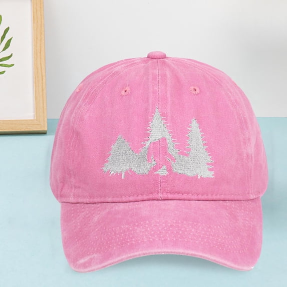 Washed Cotton Baseball Cap with Forest Embroidery, Adjustable Outdoor Dad Hat for Hiking and Casual Wear