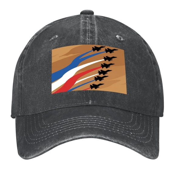 Washed Cotton Baseball Caps for Men Women, Breathable Retro Adjustable Dad Hats with Crown for Running, Outdoor, Daily Casual Wear, Black-Jet Formation